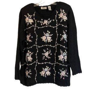 Lord & Taylor Vintage Ramie Cotton Embroidered Sweater